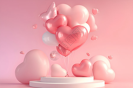 粉色心形气球缤纷浪漫心形气球设计图片
