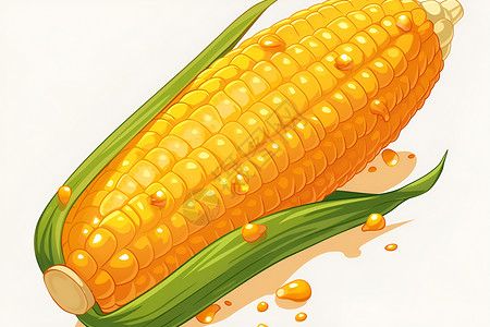 美食纹理玉米棒上的细腻纹理插画