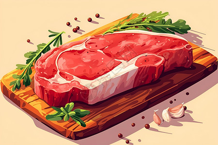 新鲜牛排健康的食物肉类插画