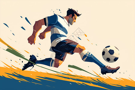 足球素材卡通踢球的卡通运动员插画
