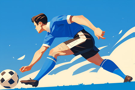 足球素材卡通正在踢球的运动员插画