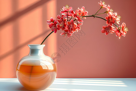 红花花瓶花瓶中的红花背景