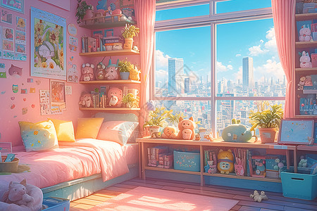 窗户影子粉色房间中的阳光与影子插画