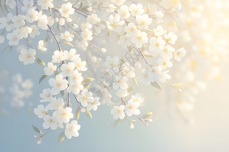 优雅水彩花朵优雅恬静的春日之景插画