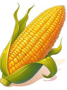 农作物竹筐一串浓郁风味的玉米插画
