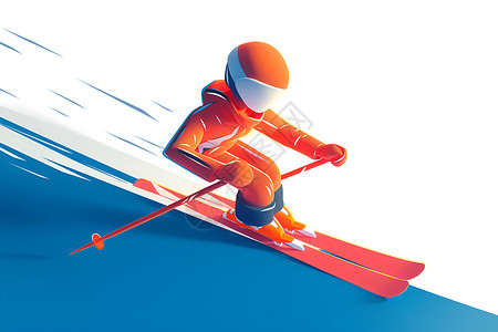 在山坡上滑雪踩在滑雪板上的人插画