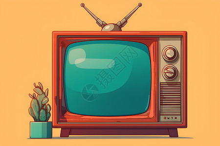 信贷产品复古电视机插画
