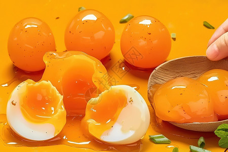 新鲜黄花菜新鲜腌制的鸭蛋插画