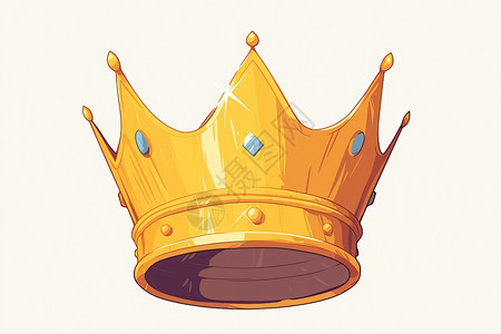 卡通皇冠素材黄色王冠上有蓝色宝石插画