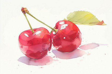 新鲜排骨新鲜美味的樱桃插画