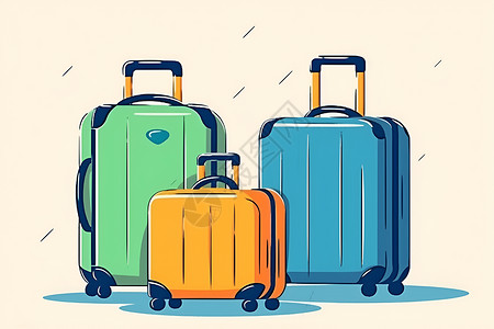 炫丽背景素材炫丽色彩的行李箱插画