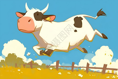 农场中的奶牛插画高清图片