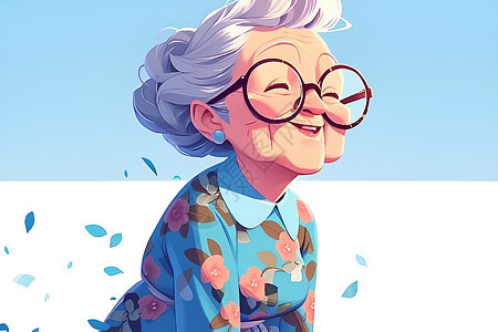 女性眼镜慈祥的老奶奶插画