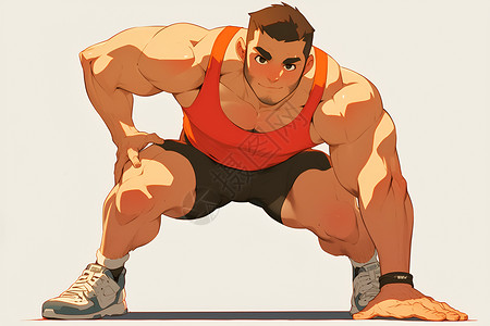 展示肌肉的男人插画