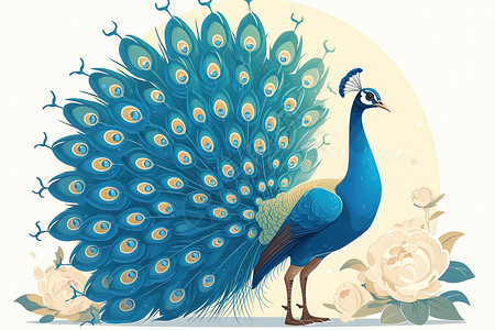 大型鸟类婀娜多姿的宫阙插画