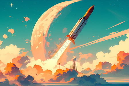 火箭冲刺星空背景图片