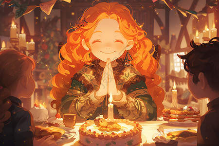 蜂窝蜡烛生日蛋糕上的蜡烛插画