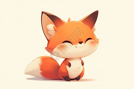 狐狸logo可爱卡通狐狸闭眼坐着插画