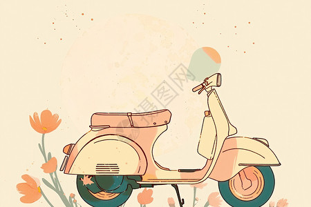 共享电单车糖果色调的小车插画