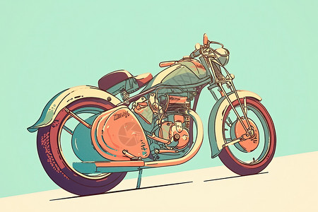共享电单车复古款摩托车插画