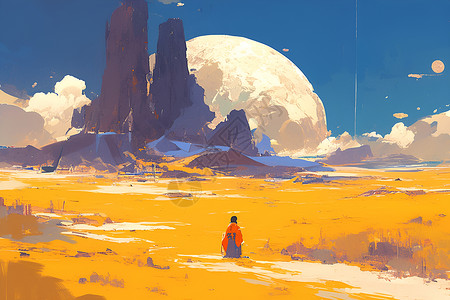 一个人的沙漠旅程背景图片