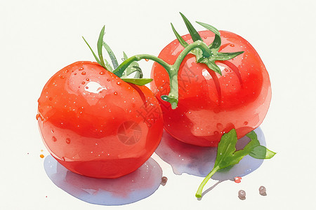 成熟西红柿红彤彤的番茄插画