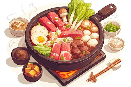 升降火锅美味的食物插画