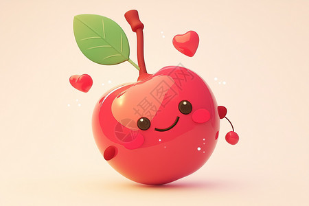 木纹爱心一个带笑脸的苹果插画