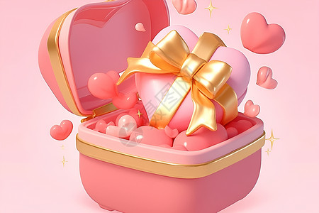 粉红丝带素材粉红的礼盒插画