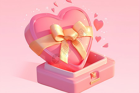 粉色缎带礼品盒惊喜的礼品盒插画