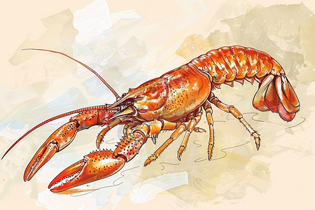 海鲜意面美味的海鲜龙虾插画