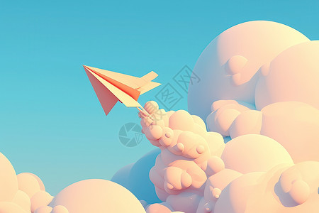 云端漂浮的纸飞机背景图片