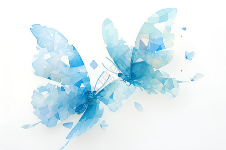 蓝色三角碎片蓝色水晶蝴蝶插画