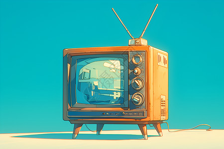 超薄电视机怀旧的电视插画