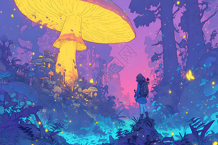蘑菇包装奇幻森林中的蘑菇插画