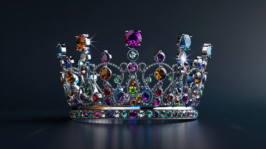 多彩宝石嵌饰的皇冠高清图片