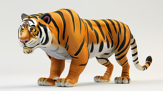 动物虎年轻的老虎白色背景下的老虎插画