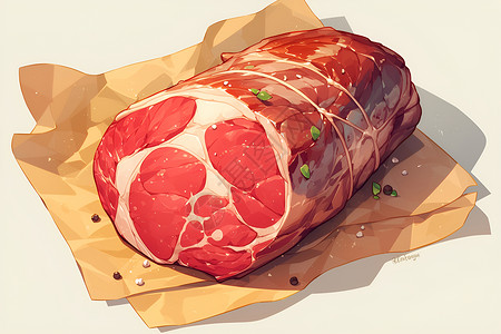肉卷金针菇捆扎好的肉卷插画