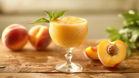 水蜜桃果汁一个装满桃汁的杯子背景