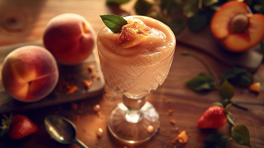 水蜜桃果汁玻璃杯里的桃汁背景