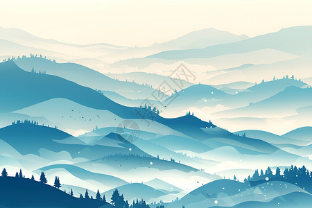 大米轮廓抽象山脉美景插画
