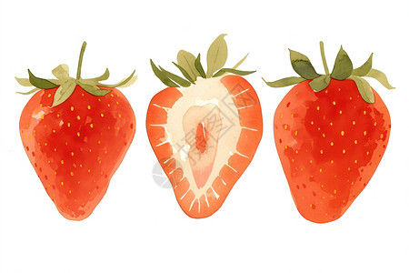 三颗诱人的草莓高清图片