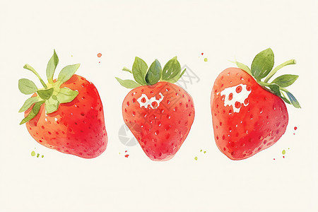 三颗可口的草莓高清图片