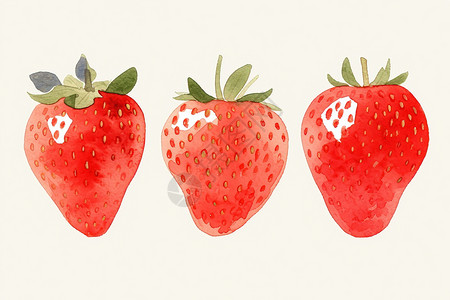 三颗美味的草莓高清图片