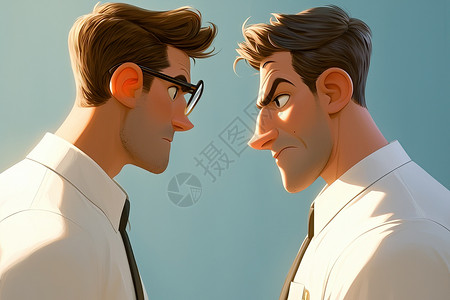 黑色领带两个戴眼镜的男人插画