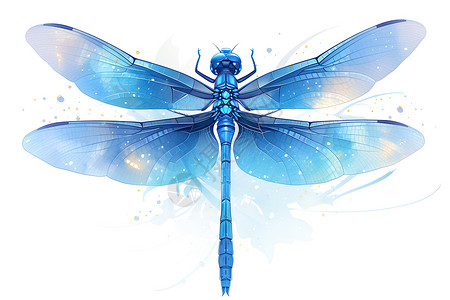 蓝色水彩蜻蜓背景图片