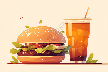 食物套餐美味汉堡套餐插画