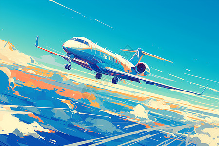 风景飞机天空中的飞机插画