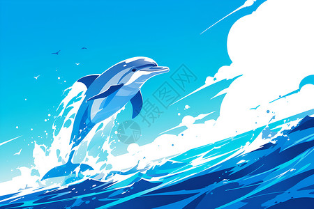 海洋中的海豚背景图片