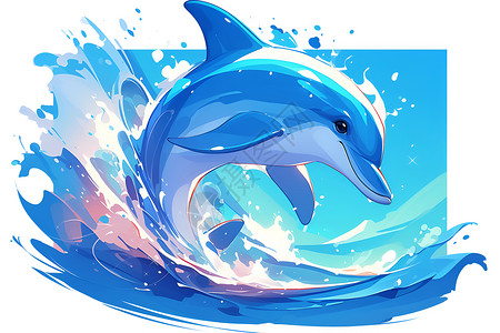 生物萃取海洋中的海豚插画